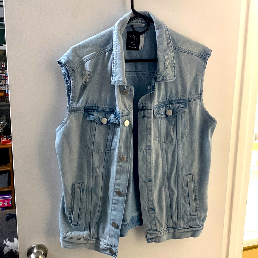 Distressed Denim Vest
